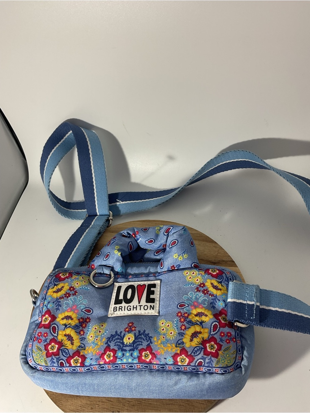 Brighton Light Blue Floral LOVE Crossbody Bag